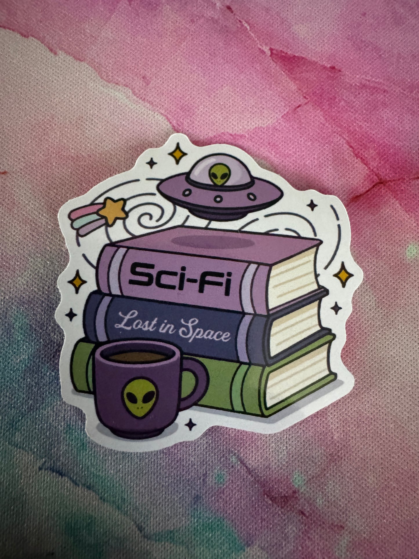 Sci Fi Book Stack Sticker