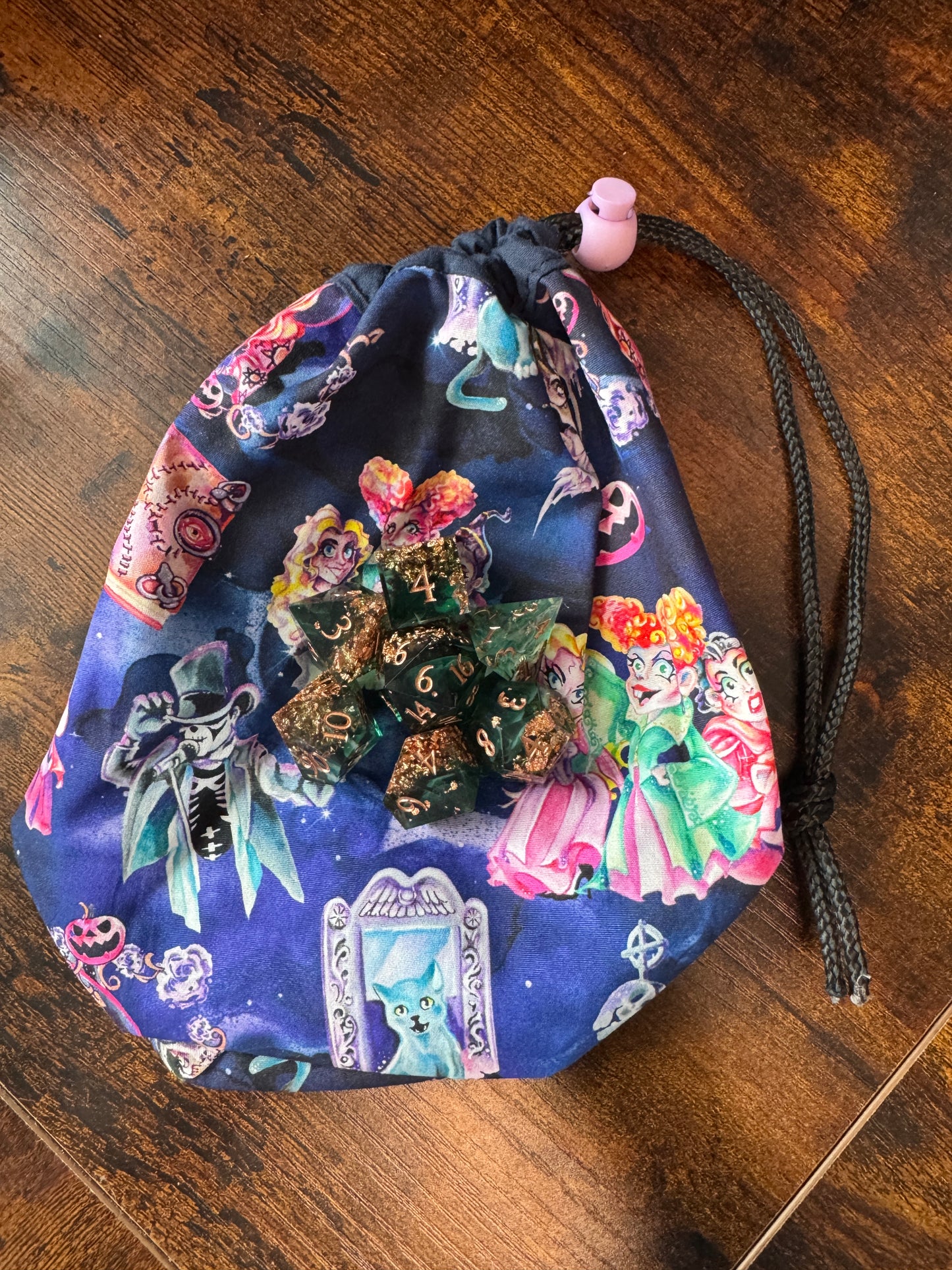 Hocus Pocus Hand made Dice Bag (Pink toggle)