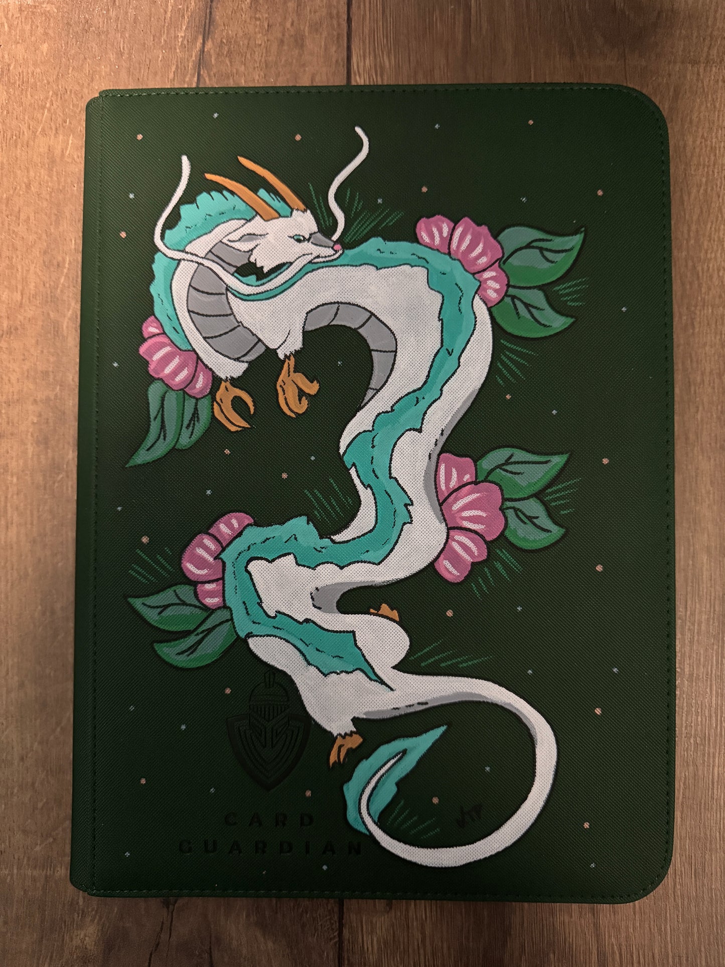 Green Dragon 2 Hand painted 9 Pocket Binder!