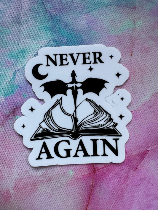 Never Again Bookish Sticker