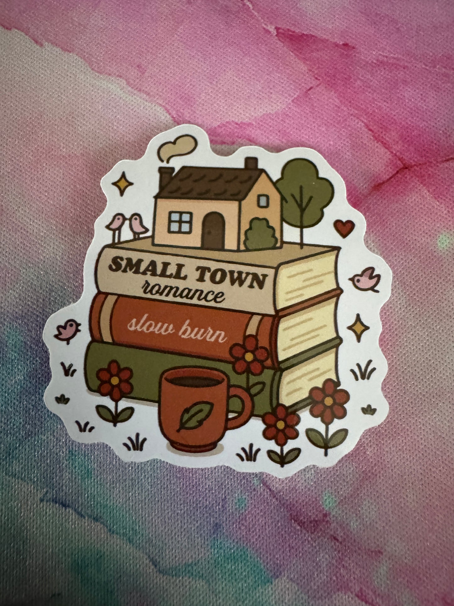 Small Town Book Stack Sticker
