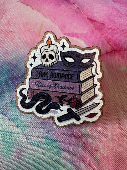 Dark Romance Book Stack Pin Badge