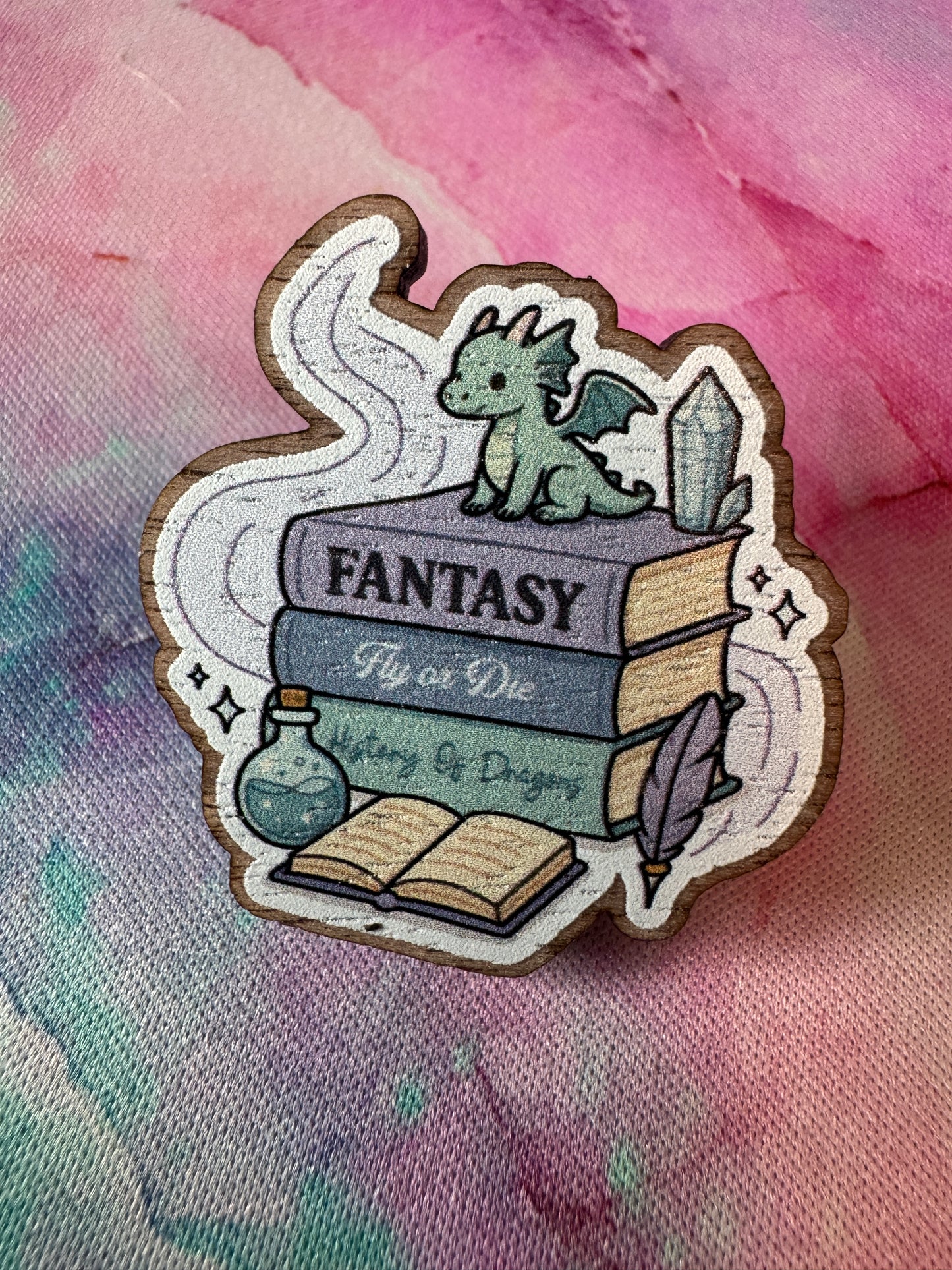 Fantasy Book Stack Pin Badge