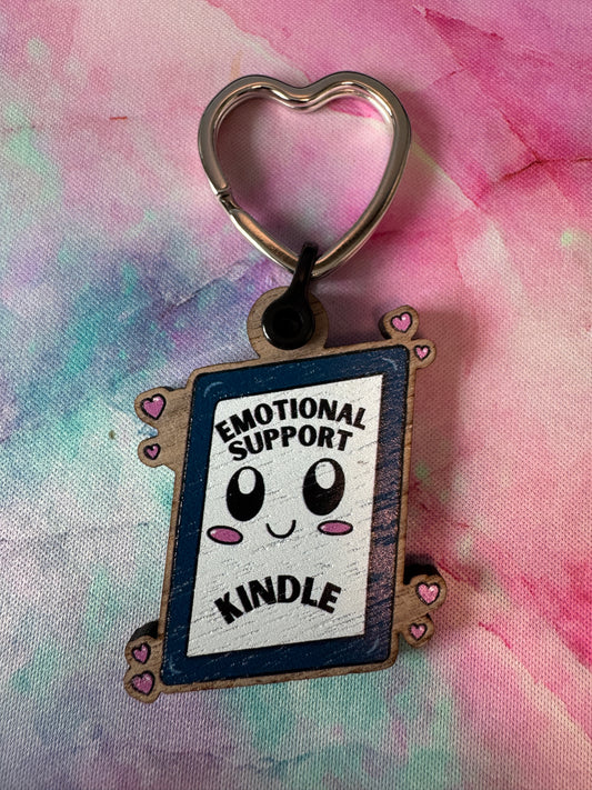 Emotional Support Kindle Wooden gloss Keyring