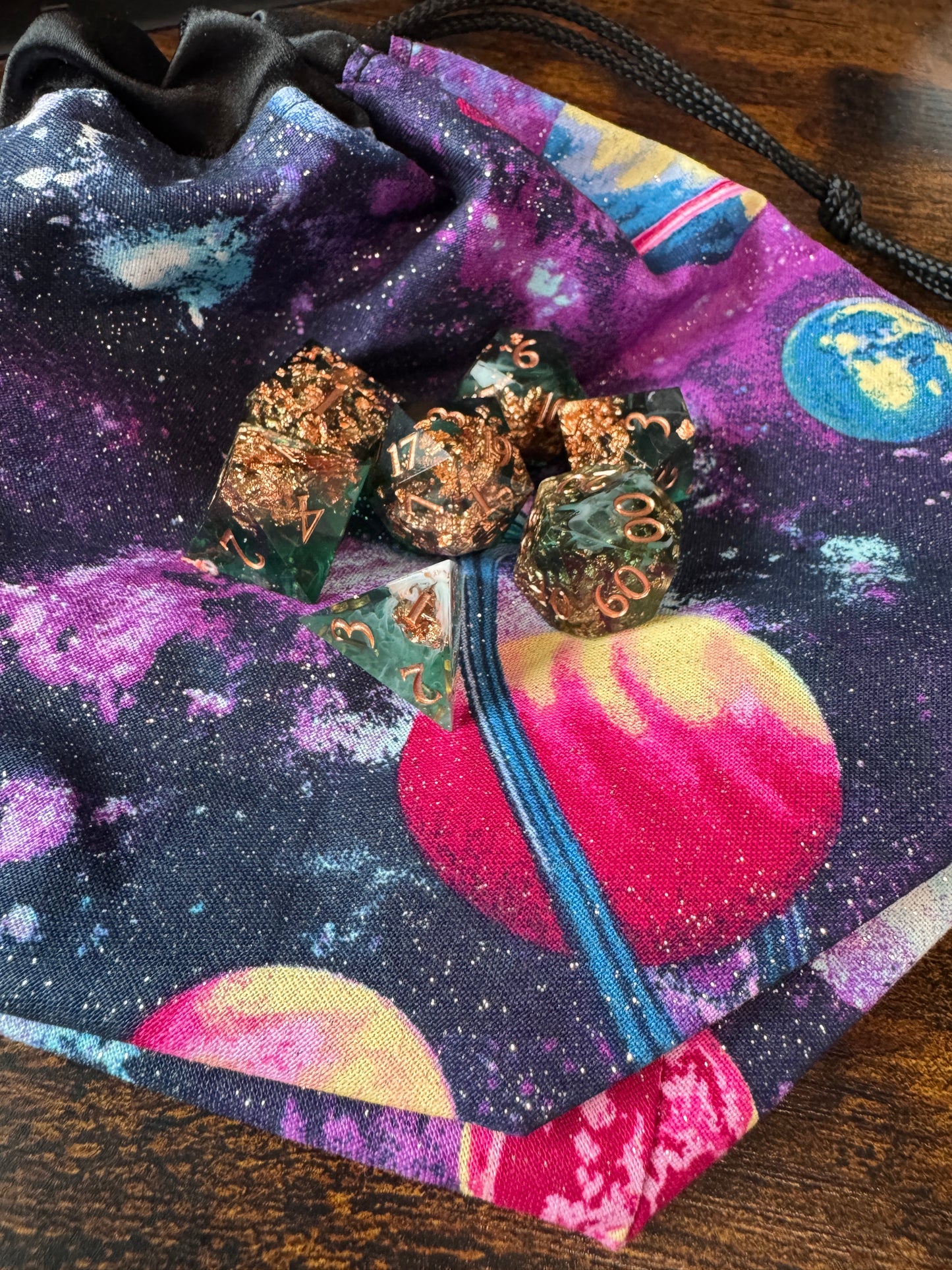 Glitter Galaxy Hand made Dice Bag