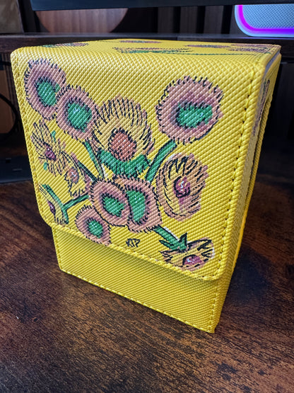 Van Gogh Sunflowers Inspired Hand Painted Deck Box (shorter lid)