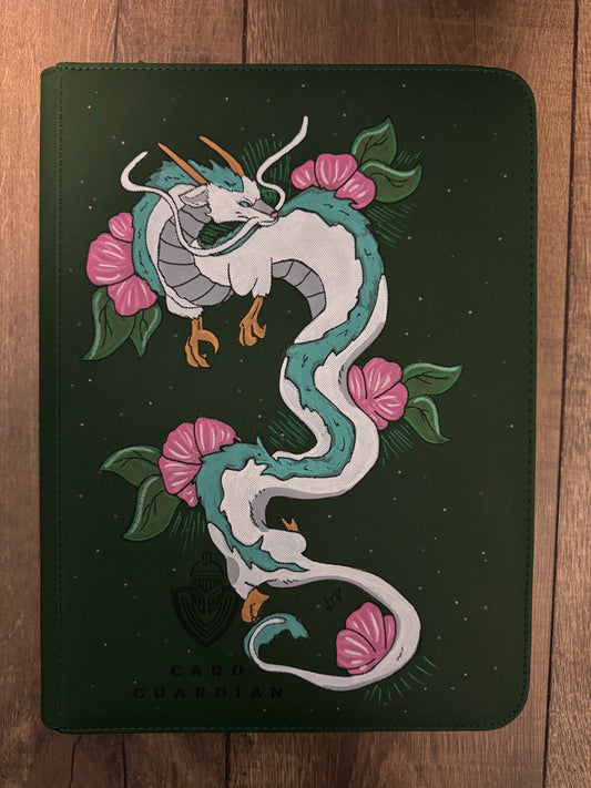 Green Dragon 1  Hand painted 9 Pocket Binder!