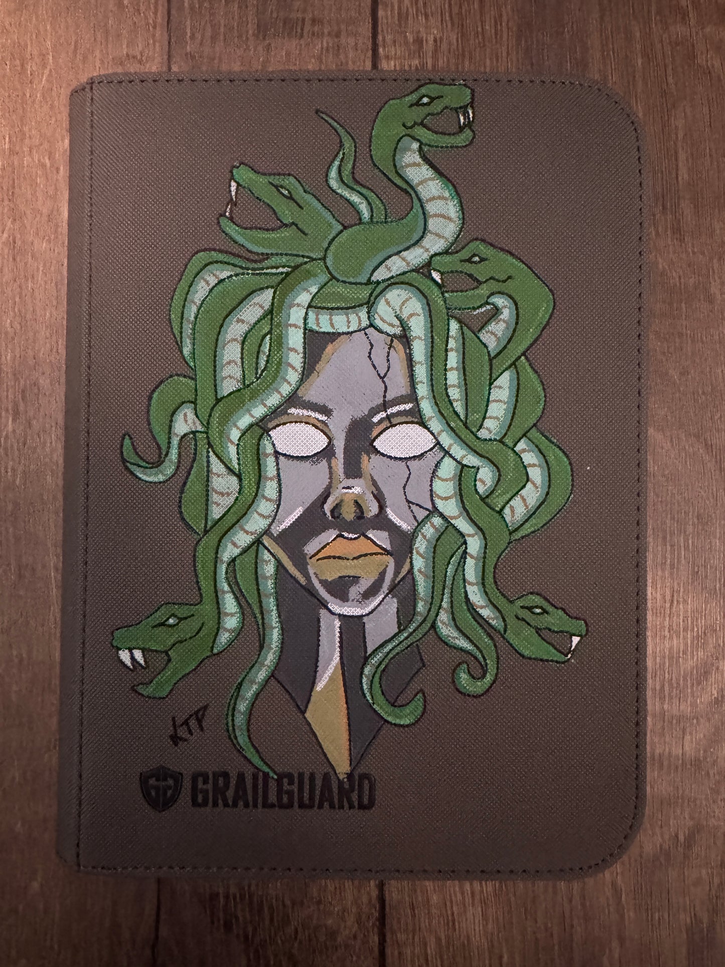 Medusa Green Hand painted 4 Pocket Binder!
